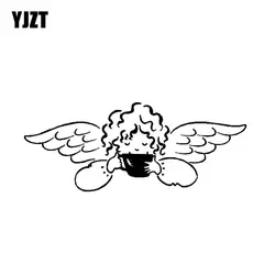 YJZT 13,1*5,3 см милый маленький ангелочек с молочным Автомобилем Стикер высокого качества покрытие тела наклейка черный/серебристый C20-1305