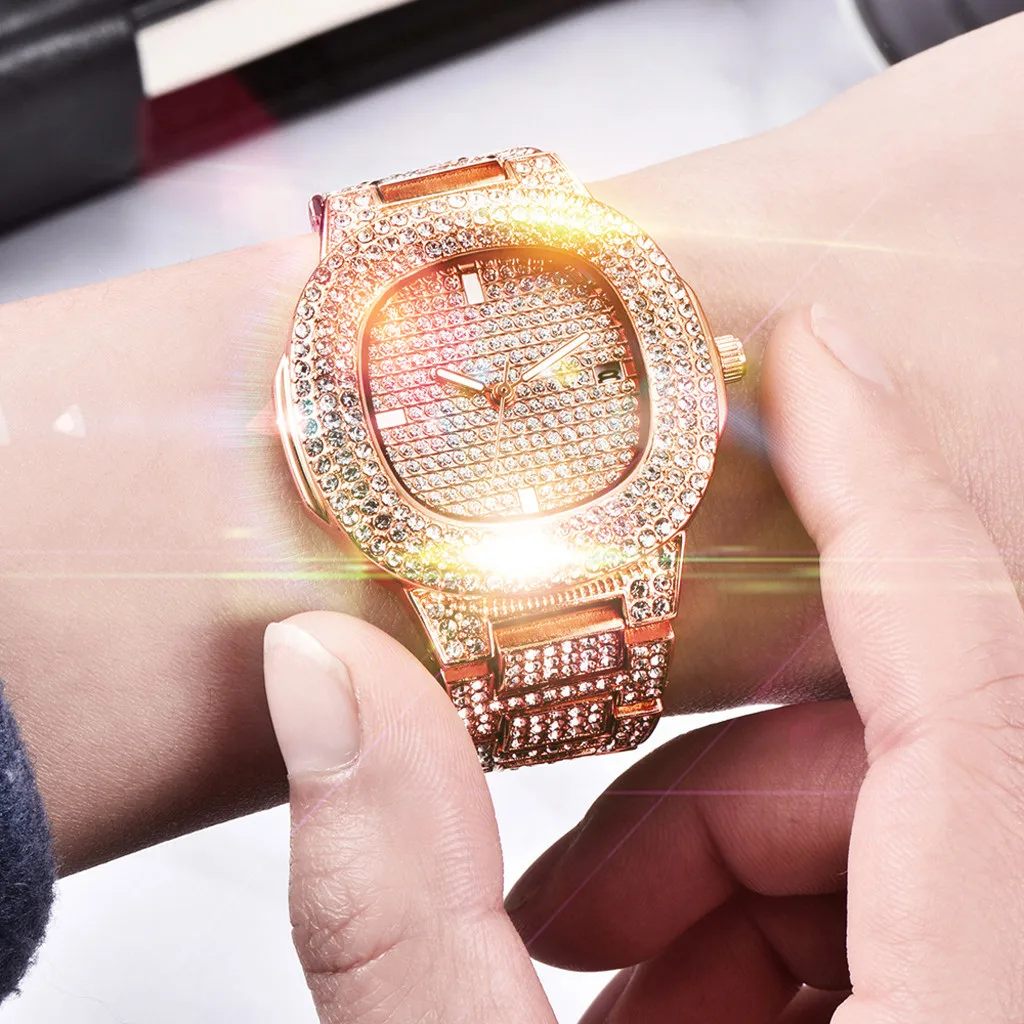 

women watches top brand luxury Bling Fully Rhinestone Watches Quartz Iced Out Gold Silver Diamond Wristwatch Relogio Feminino A3