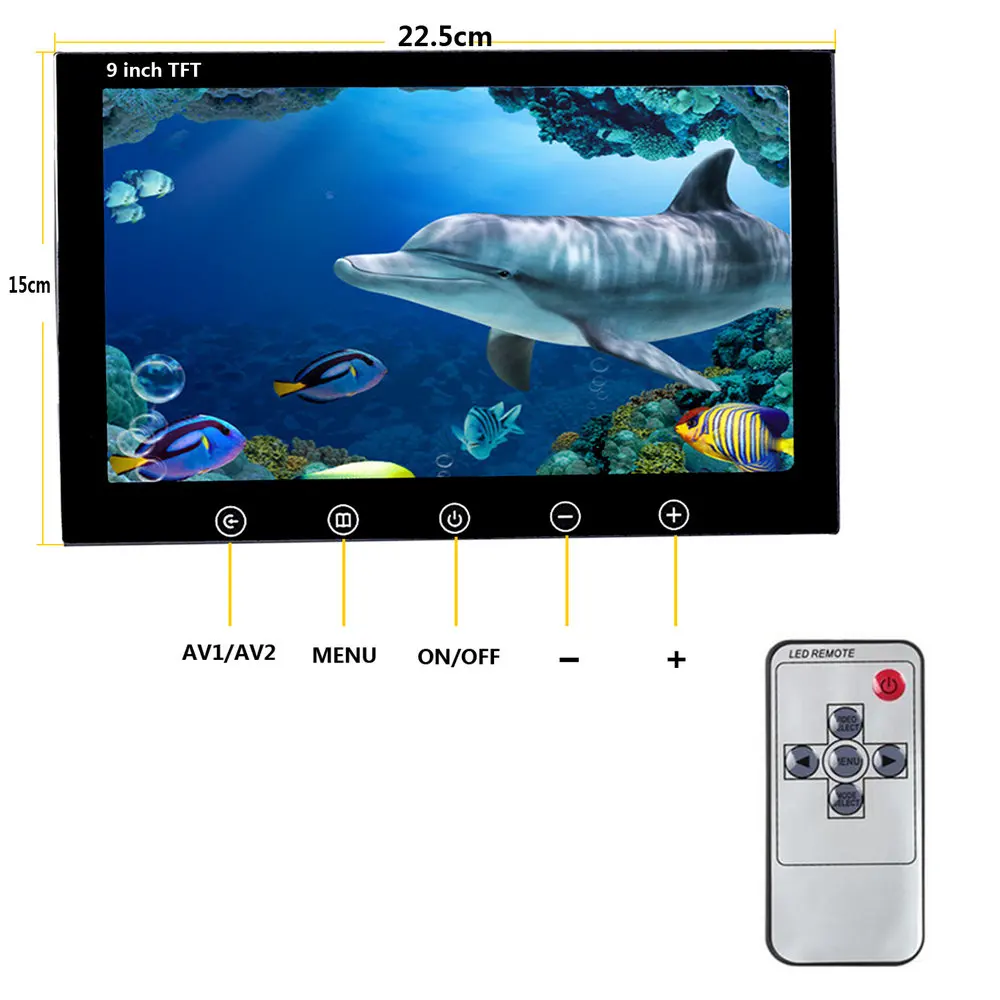 GAMWATER " Подводная рыболовная видеокамера рыболокатор на английском языке 1000TVL 9" цветной рыболовный монитор инфракрасный ИК светодиодный рыболокатор