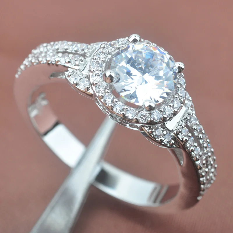 

High Quality White Cubic Zirconia Stamped Silver For Women Jewelry Rings Free Shipping Size 6 7 8 9 SA037