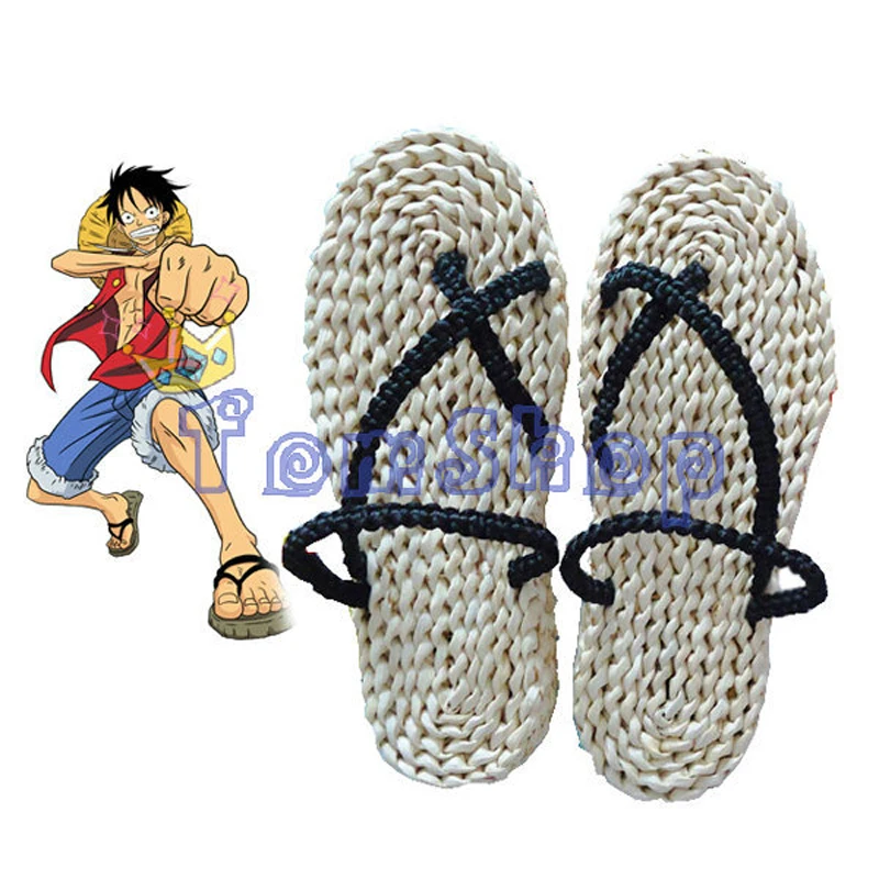 Anime Een Stuk Monkey D Luffy Cosplay Kostuum Stro Schoenen Handgemaakte Sandalen Slippers Gratis Verzending