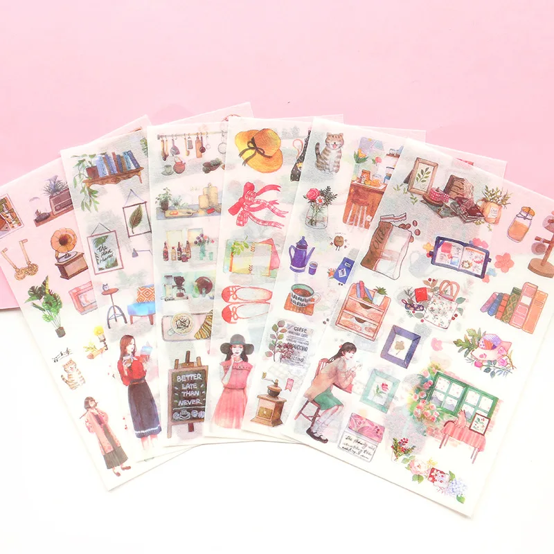 

6 Pcs/lot Girls Daily Life Decorative Stickers Scrapbooking Stick Label Diary Stationery Album Bullet Journal Planners Stickers