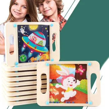 

Hot Selling Kids 3D Puzzle Wooden Labyrinth Toy Balance Beads Cartoon Maze Balance Intellectual Educational Puzzles Toy