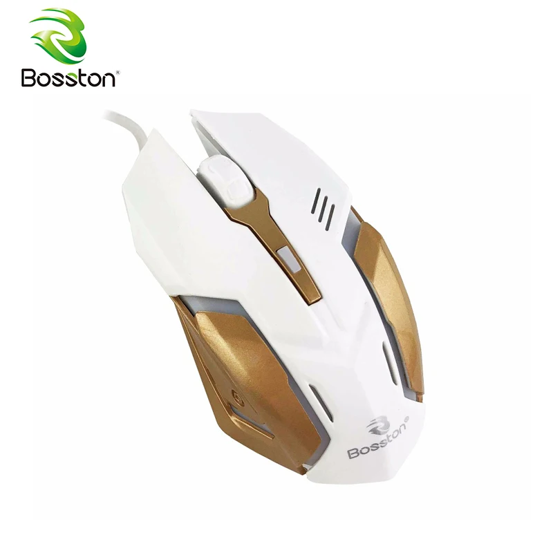 Bosston USB 1800DPI Optical Computer Mice Gaming Mouse With Breathing Light for PC Laptop Desktop M60 Metal Base