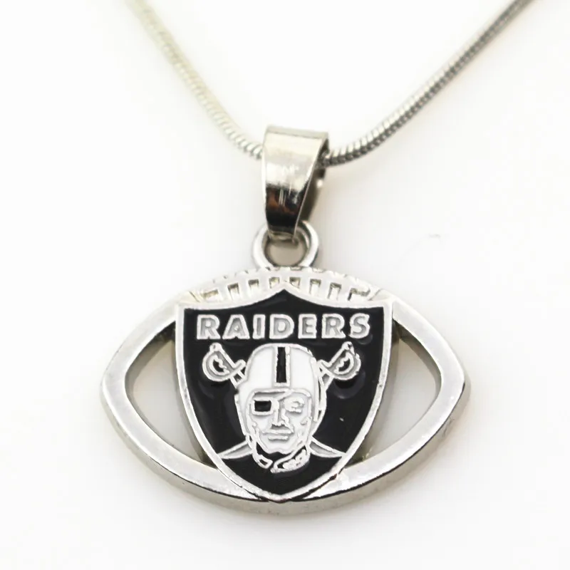 Fashion Necklace Jewelry USA Football Oakland Raiders Silver Enamel