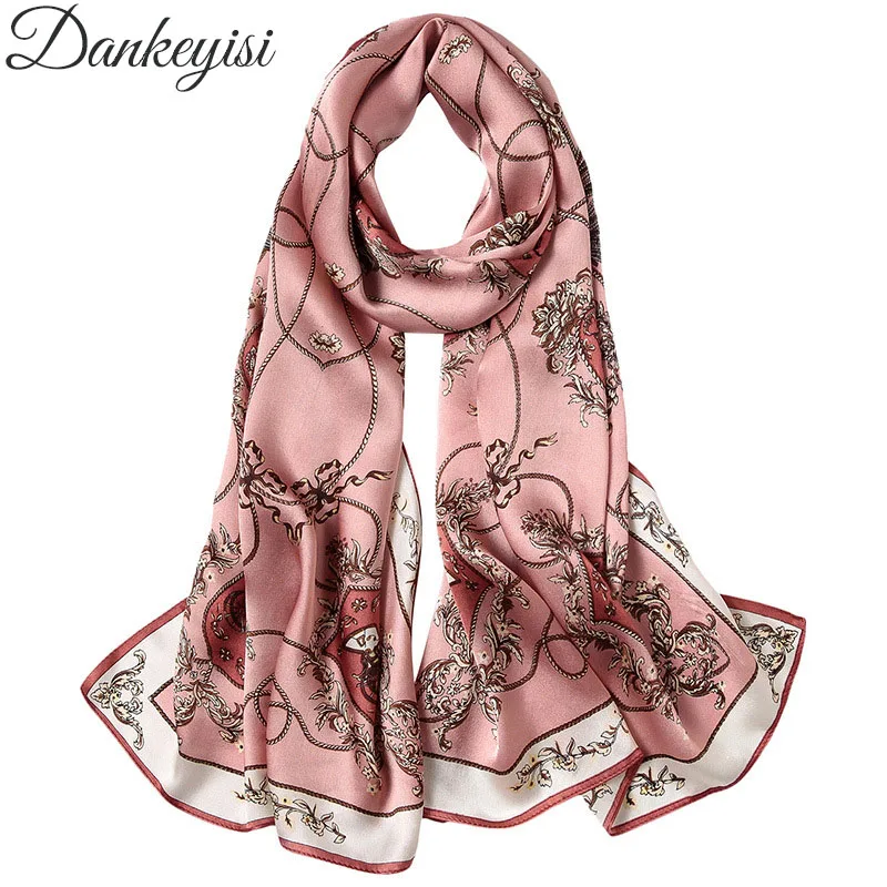 

2018 Spring New 100% silk Scarves Women Long scarf Stoles Shawl Echarpes Foulards Femme Wrap Bandanas hijab Beach Cover-ups