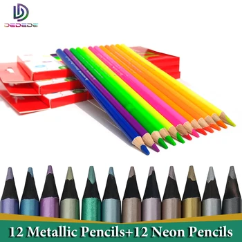 

12/lot Colored Pencils Lapiz Drawing Professional Colored Pencils Metallic Color Pencil Lapices De Colores for School Stationery