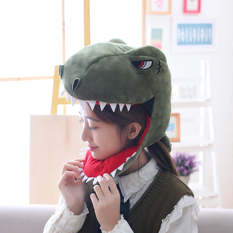 

1pc creative dinosaur crocodile shark headgear hat plush toy gift stuffed toy photography props