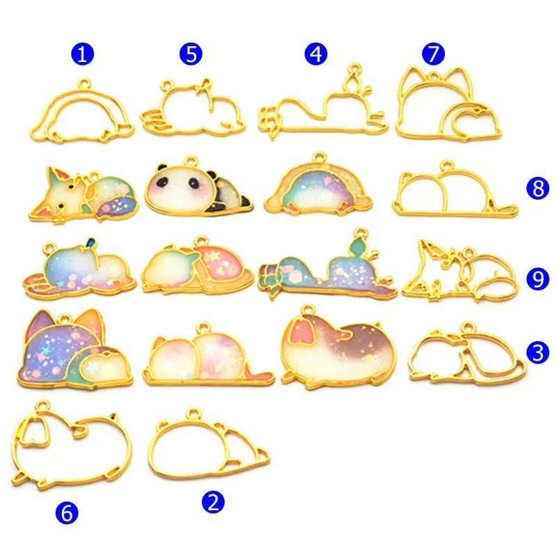 

5Pcs Pet Animal Blank Metal Frames Pendant Open Bezel Setting UV Epoxy Resin Glue Jewelry Making Pendant Charm Findings