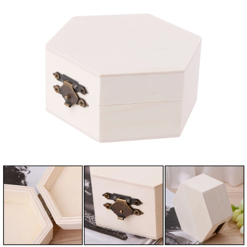 

Exquisite Polygon Wooden Jewelry Box Makeup Organizer Crafts Storage Case