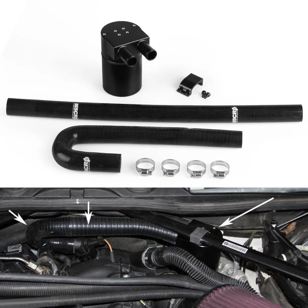 RASTP-черный алюминиевый маслоуловитель БАК с радиатором силиконовый шланг для BMW N54 335i 535i RS-OCC016