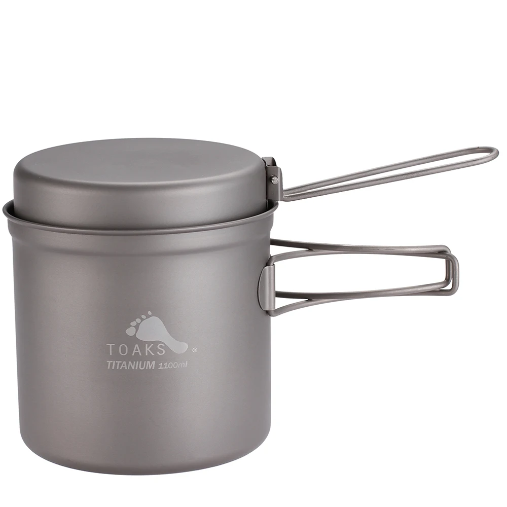 TOAKS 1100 ml utensilios de cocina conjunto de ultraligero de titanio olla sartén de Camping al aire libre de titanio tazón de titanio de vaso de Picnic