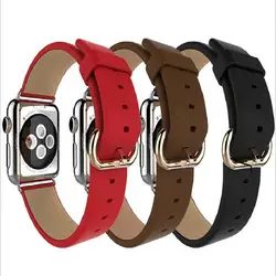 Черный красный коричневый goosuu 38 мм 42 мм Apple Watch Band Натуральная кожа Ремешок умный ремешок для часов-Классическая серия для Apple Watch & Sport