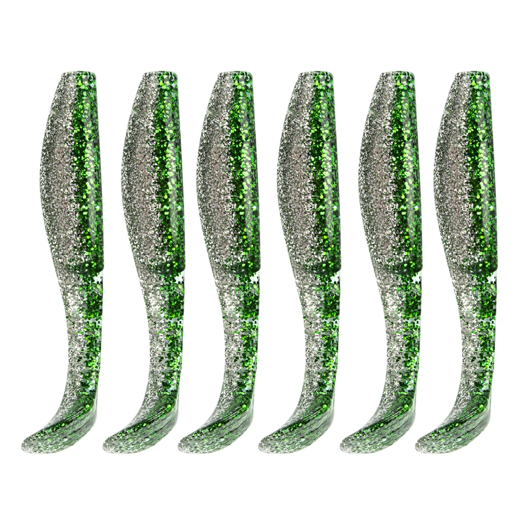 6pcs Swimbaits Minnow/Shad Paddle Tail Worms Soft Fishing Lures Baits for Saltwater and Freshwater Bass Trout Walleye Lure