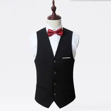Formal Men’s Black Dress Suit Vest Fashion men Wedding Slim Fit Suit Vest solid color groom prom dinner Waistcoat