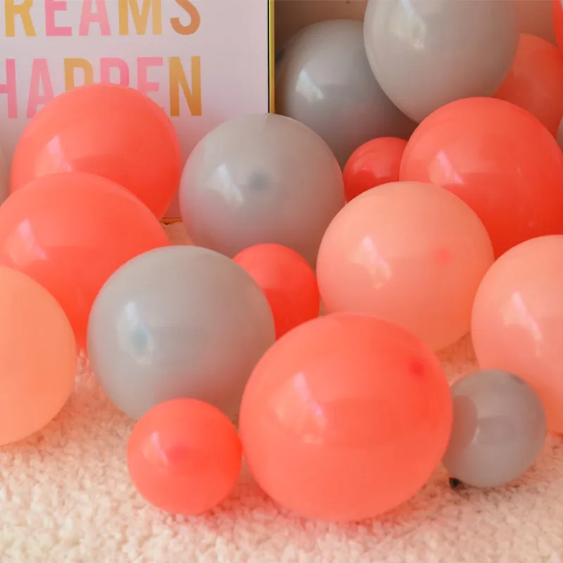 Coral red/Gray/Peach Latex Balloons 50 pcs Birthday balloons Wedding Party Decoration 5inch/10inch Helium Air Balloon Wholesale