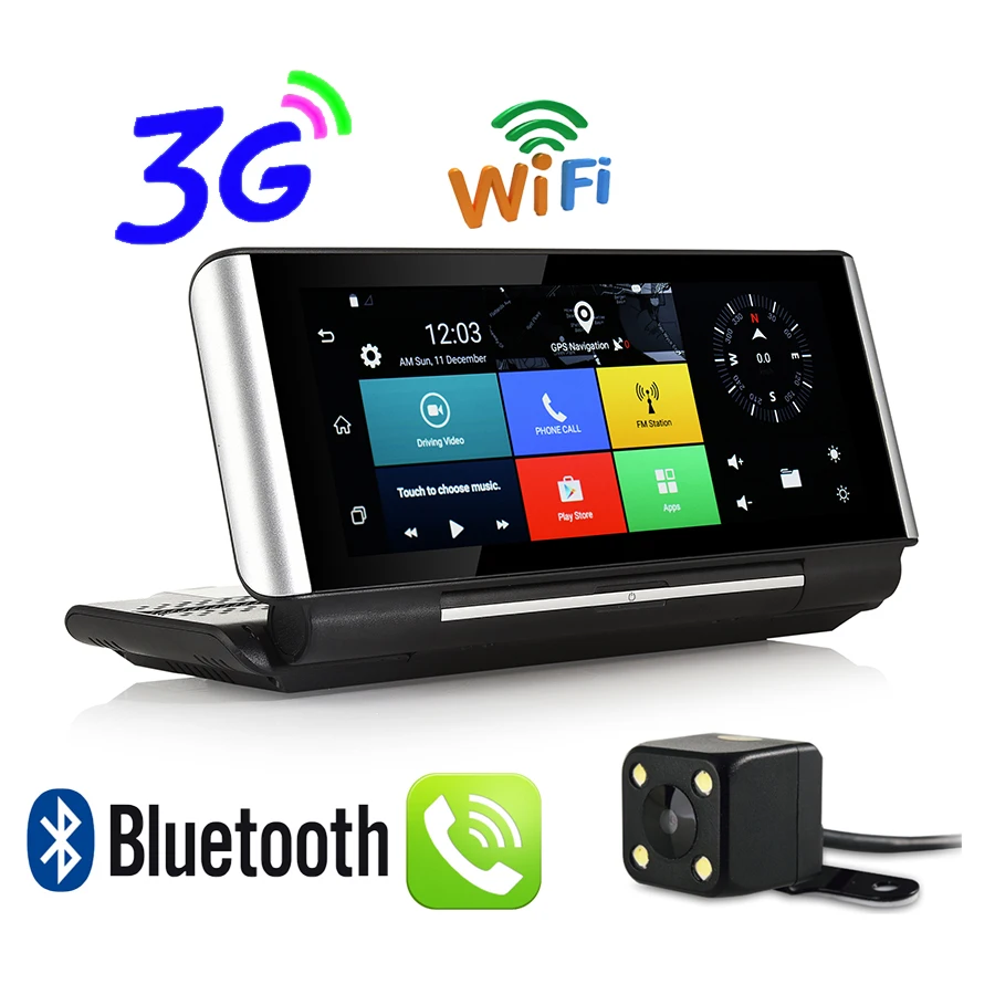 Udricare 7 дюймов 3G приборной панели GPS Android 5.0 WIFI Bluetooth телефон DVR Двойной объектив FHD 1080