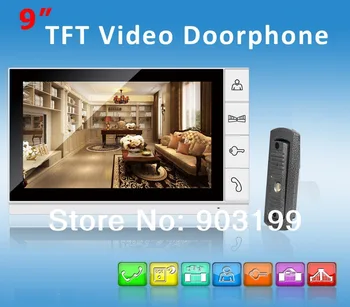 

Luxury 9 Inch Color LCD Monitor Video Door Phone / Doorbell Intercom System,700 TVLine HD IR Camera 1 TO 1