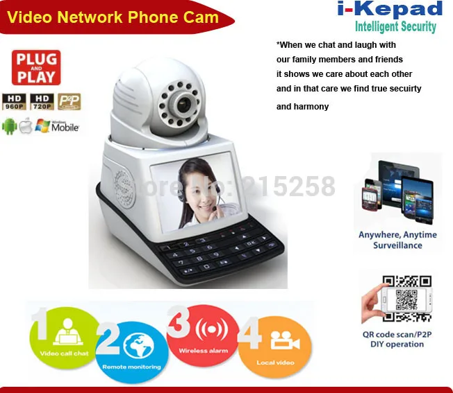 Wireless Alarm IP Camera WIFI with Screen Keyboard P2P Phone Video Call Home Security Surveillance Baby Camera #2