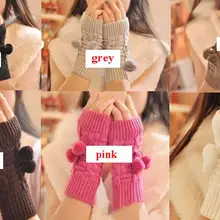 120 пар/лот зимние теплые клетчатые вязанные перчатки с помпонами