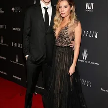 71st Золотое Платье Эшли Тисдейл Свадебные платья Глубокий v-образный вырез длина до пола бисерные платья знаменитостей