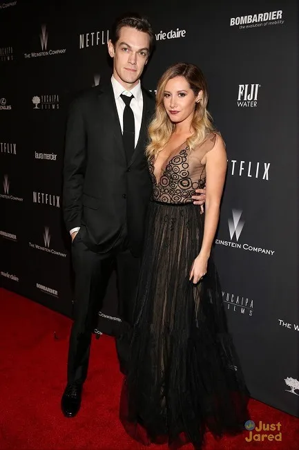  2014 71st Golden Globes Ashley Tisdale Dress A-Line Gowns Deep V-Nackline Floor-Length Beaded Celebrity Dresses 