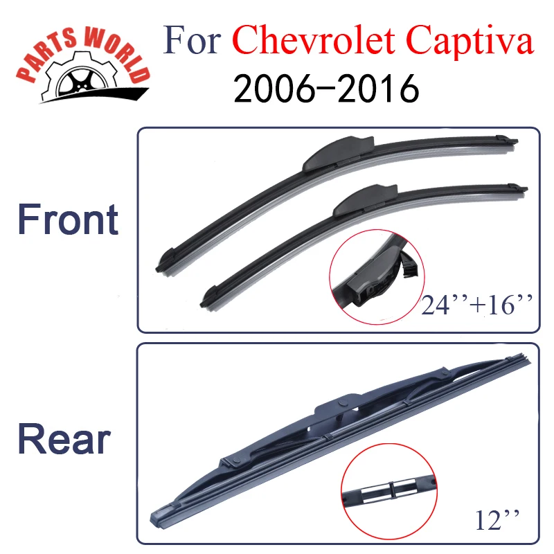 Combo Rubber Front And Rear Wiper Blades For Chevrolet Captiva 2006-2016.Windscreen Wipers Car Accessories Combo Rubber Front And Rear Wiper Blades For Chevrolet Captiva 2006-2016.Windscreen Wipers Car Accessories