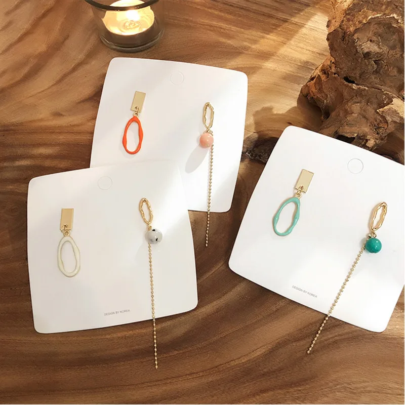

Korea Earrings Asymmetric Color Drop Glaze Geometric Irregular Long Women Ear Ring Metal Boho Summer Jewelry 925 Sterling Silver