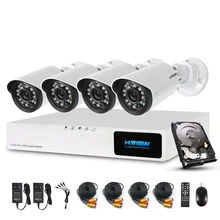 H.View 720P Video Surveillance System 4CH CCTV Security Kit 4PCS 720P IR Weatherproof Outdoor Security Camera with 1TB HDD