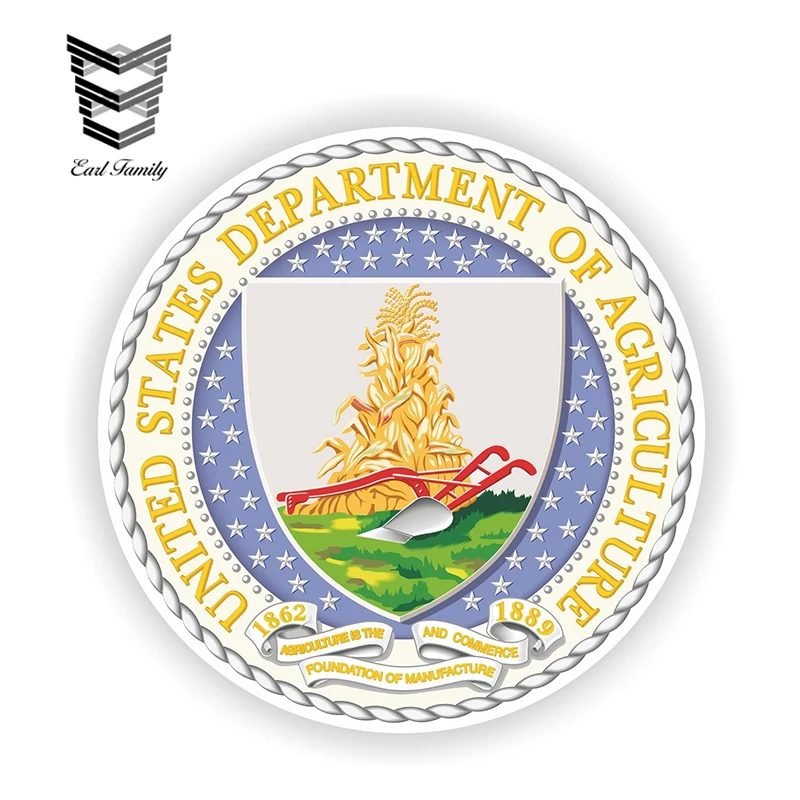 EARLFAMILY 13 سنتيمتر x 13 سنتيمتر سيارة التصميم USA ختم قسم الزراعة صائق المحمول اللوحي باب المنزل للماء سيارة ملصقات