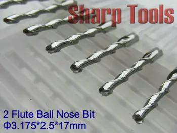 

3.175*2.5*17mm 2 Flute Ball Nose End Mill Engraving Bits CNC Cutters for Wood Router 3D Woodworking Spiral Carbide Milling Tools