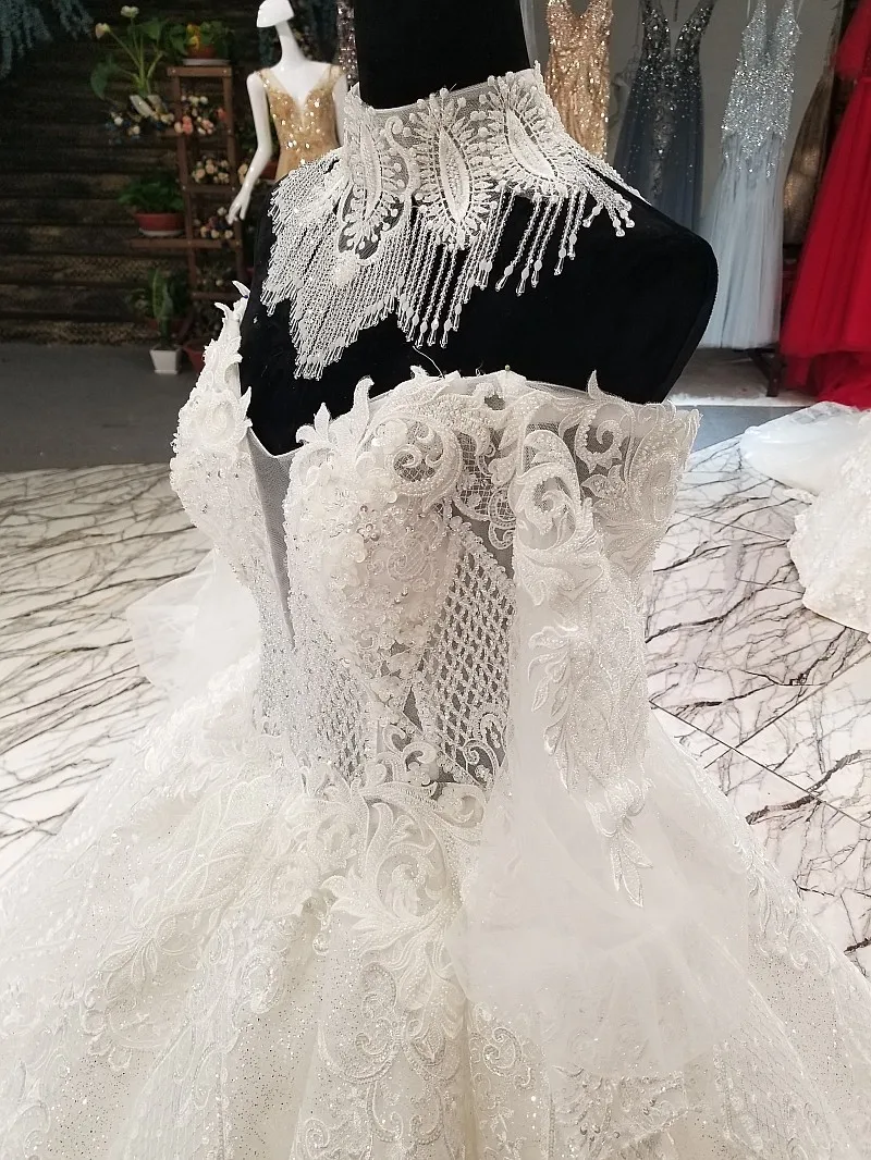 Винтаж Vestido De Noiva 2018 мусульманское свадебное платье бальное платье одежда с длинным рукавом кружево Дубай арабское свадебное платье волны