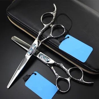 

professional Japan 440c 6 inch Plum handle hair scissors make up hair cutting barber makas thinning shears hairdressing scissors
