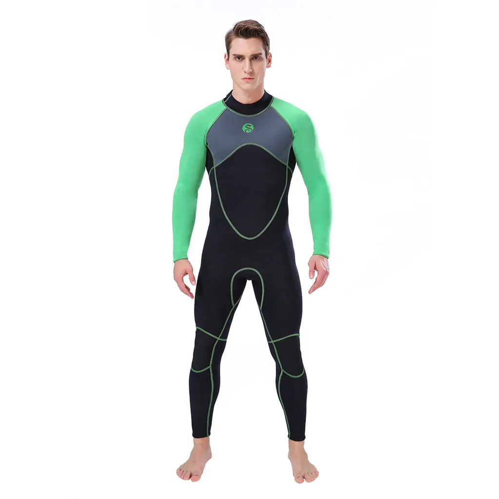 Новейший Мужской гидрокостюм 3 мм костюм во весь рост цельный супер стрейч Дайвинг костюм Плавание Серфинг Сноркелинг удобный Быстросохнущий - Цвет: Зеленый