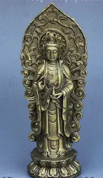

zhmui88002841303++7" Chinese Buddhism Bronze Vase Kwan-yin Guan Yin Boddhisattva Goddess Statue