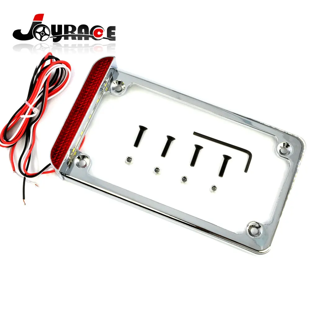 3" Aluminum Universal Motorcycle LED License Plate Frame With LED Tail Brake Lightmotorcycle