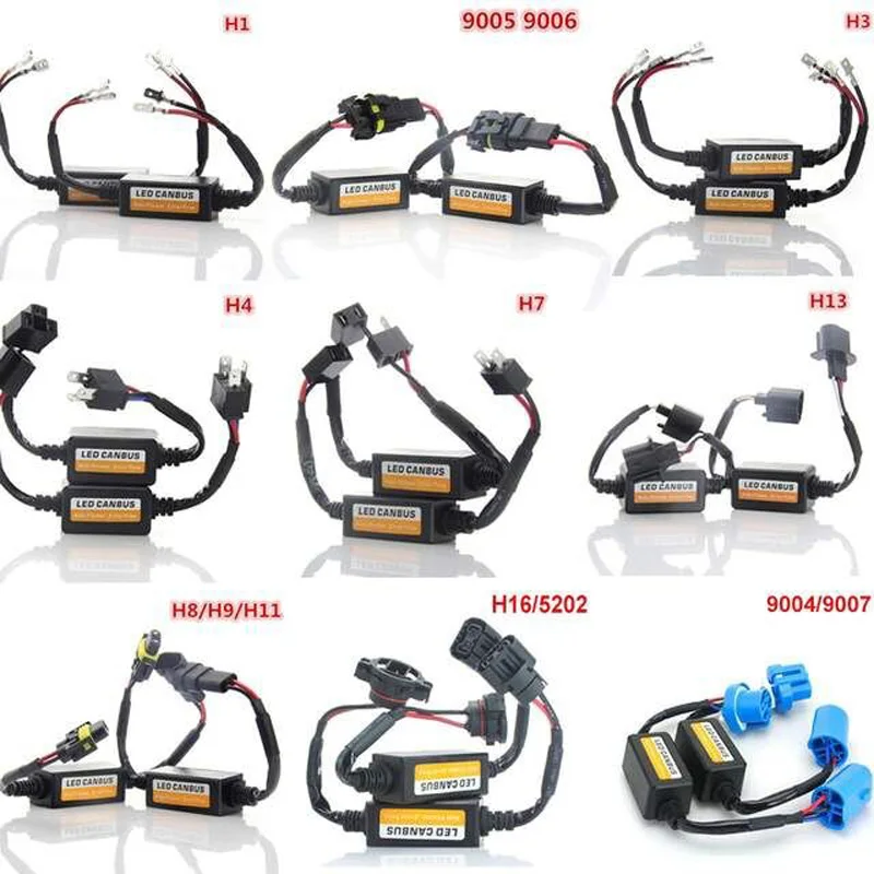 

1Pair H4 HB3 HB4 LED Car Headlight Canbus Decoders H7 H11 H13 Anti Flicker Error Free H1 H3 Warning Resistor Canceller