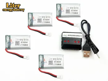 

X5 X5C X5C-1 Parts 3.7v 850mAh 852540 25c Lipo Battery 4pcs+Battery Charger Standard Power and Charging Sets for RC Quadcopter