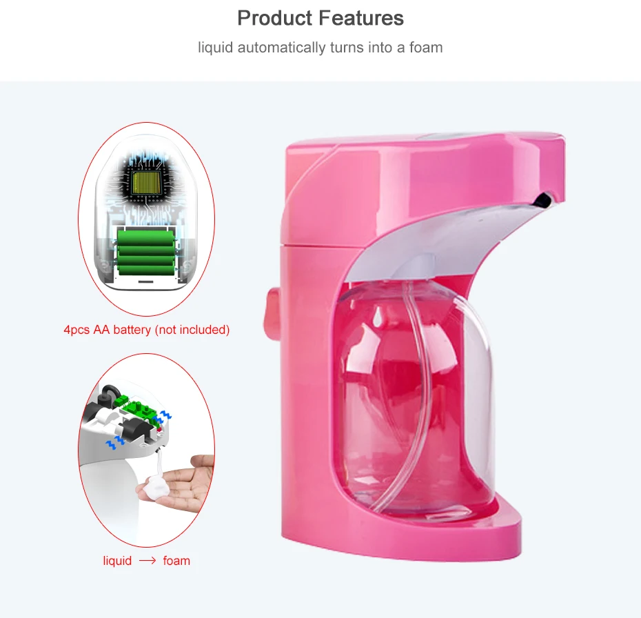 500 мл автоматический дозатор жидкого мыла умный датчик Инфракрасный ABS+ PET сенсорный дозатор мыла настенный для Дома кухни ванной комнаты