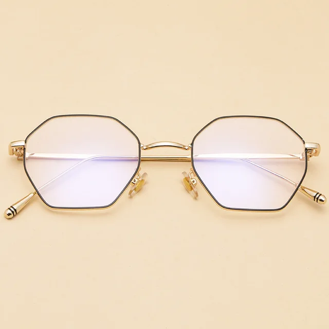 Cubojue Hexagon Glasses Women Men Small Eyeglasses Frames Transparent