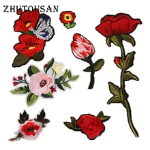 Zhutousan Красочные цветы аппликация вышитые розы патч утюг на