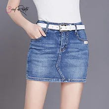 Краткое отношение новая Корейская версия джинсовая юбка женская тонкая одношаговая юбка модная Однотонная юбка