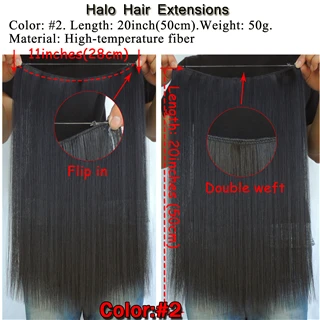 Ysz5050 2 шт. xi. rocks много синтетических волос для наращивания 20 дюймов парики Halo Расширения прямой эластичный Канат двойной уток черный парик - Цвет: #2