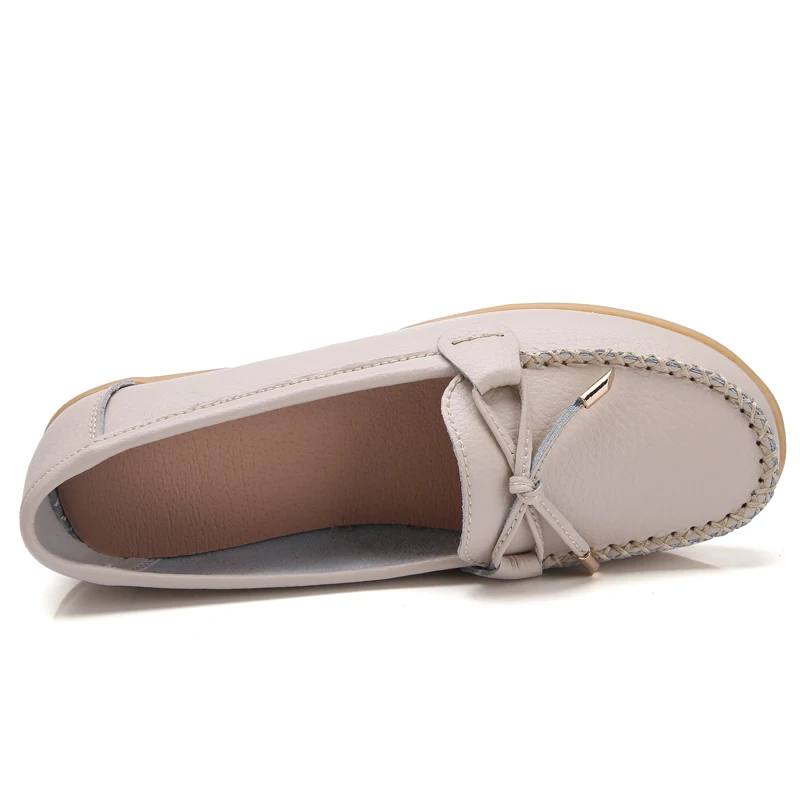 OZERSK جلد طبيعي الشقق عارضة الانزلاق على المتسكعون امرأة أحذية مريحة لينة أسفل حذاء مسطح خمر نمط امرأة الأحذية