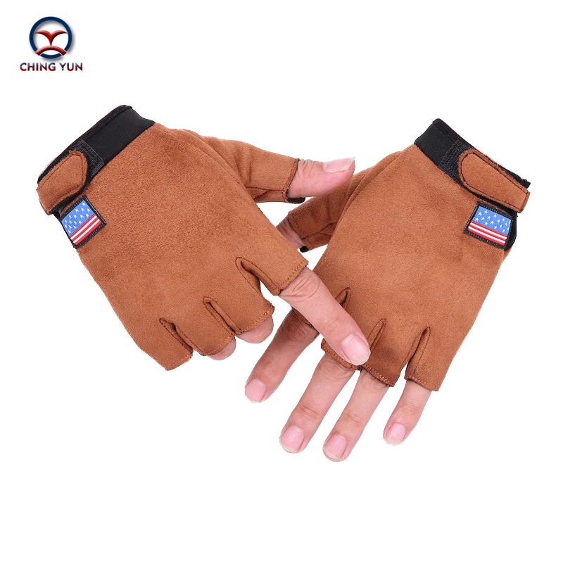 CHING YUN Half Finger Gloves Men Elastic Breathable Semi-finger Protective Gloves Outdoor Ridding Climbing Sunscreen Mitten