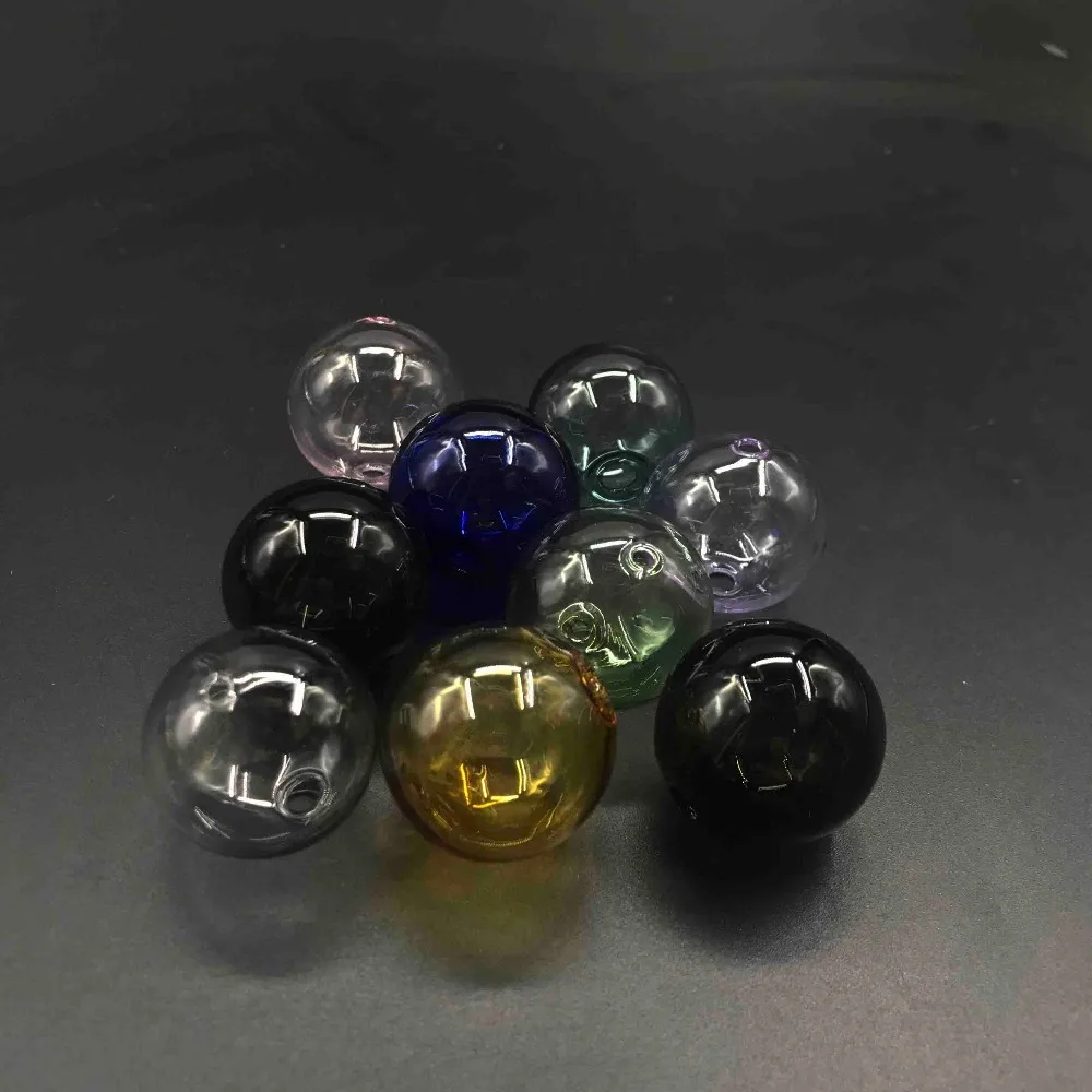 25mm double hole color ball glass globe pendant glass bottle vial pendant perfume oil necklace accessories handmad decor 10pcs