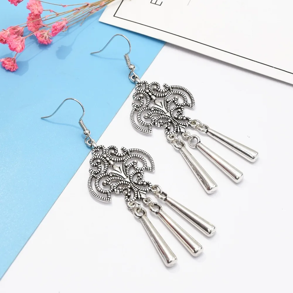 Этнические винтажные цыганские серьги Balij Humka Jhumki Геометрическая кисточка