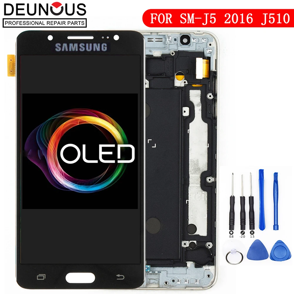 Pаспродажа Супер AMOLED оригинальный 5,2 font b lcd b font для samsung Galaxy J5 2016 дисплей сенсорный экран для samsung J510 J510F J510FN J510M