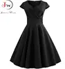 Femmes Robe d'été couleur unie rétro Vintage années 50 60 décontracté fête bureau Robe Rockabilly robes robes