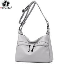 Модные двойные сумки через плечо на молнии для женщин брендовая кожаная сумка на плечо женская дизайнерская Роскошная дамская сумочка Sac A Главная муфта